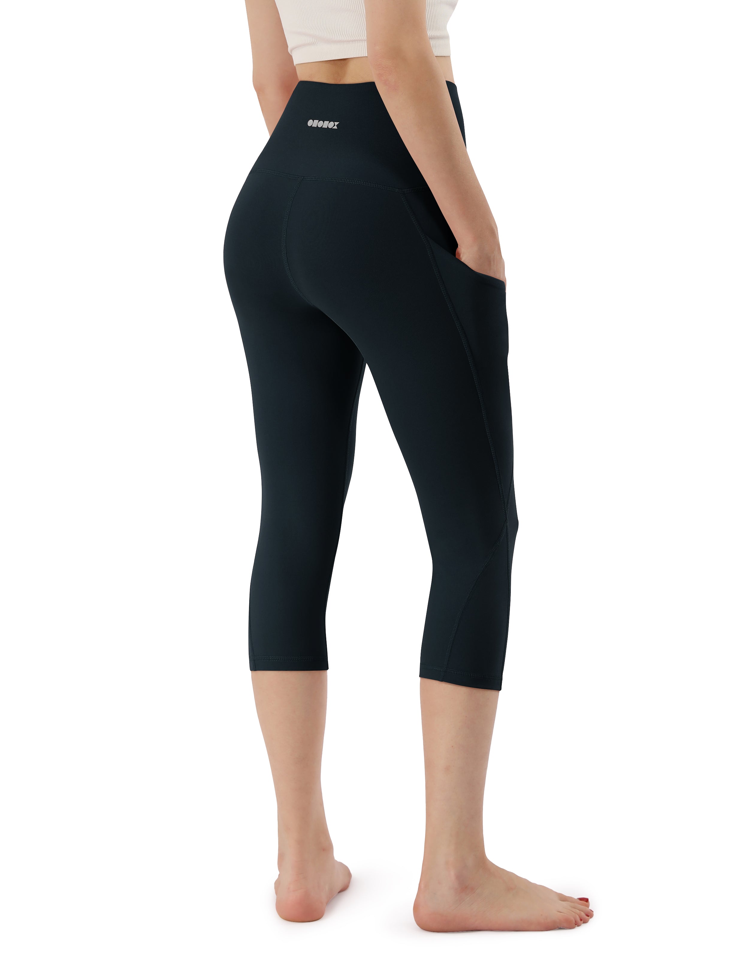 19" High Waist Yoga Capris with Pockets - ododos