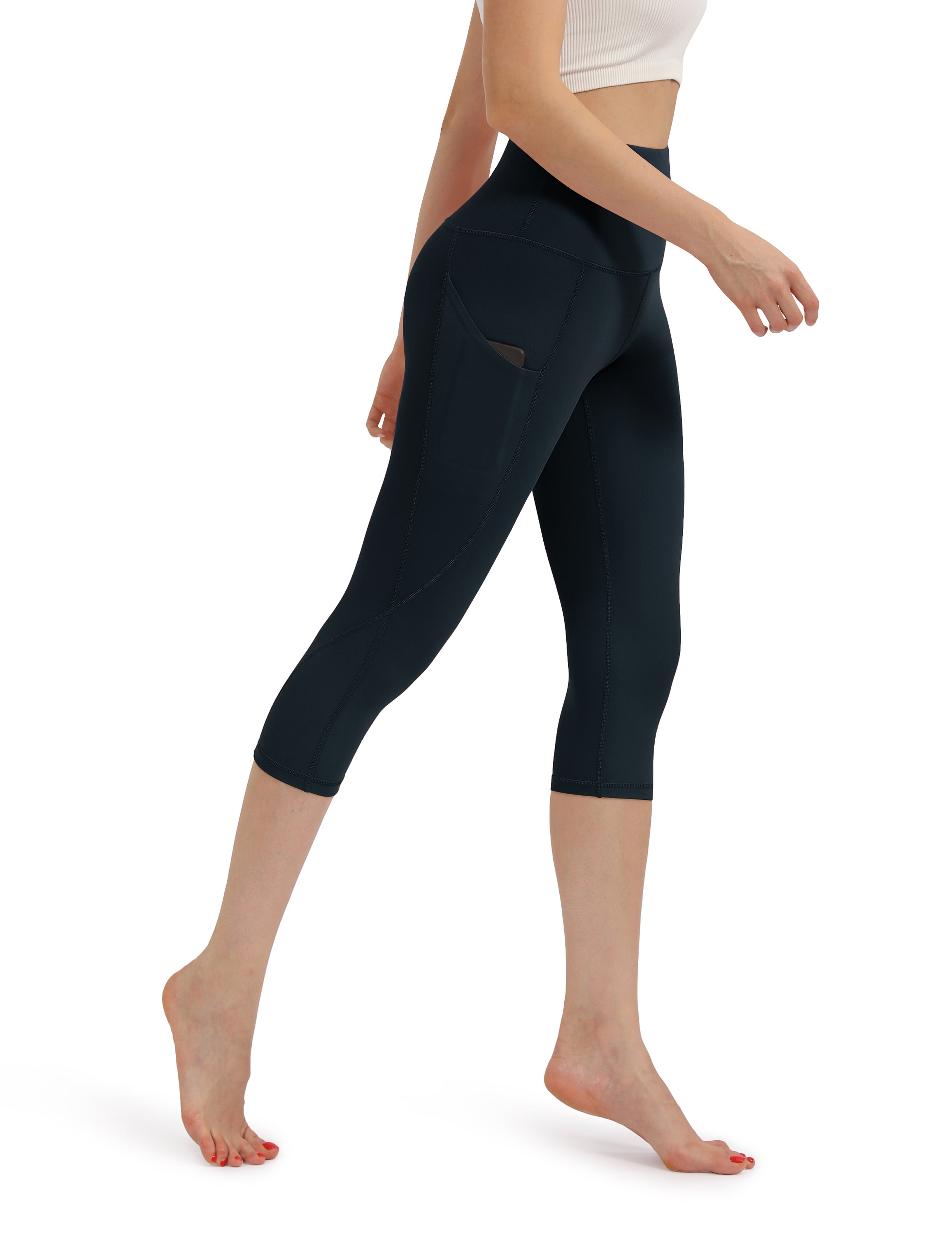 19" High Waist Yoga Capris with Pockets - ododos